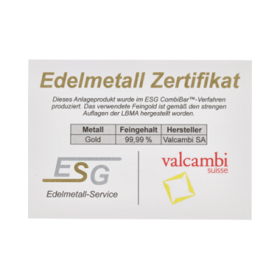 Guld Combibarren Valcambi 10x1 g - investeringsguldtacka