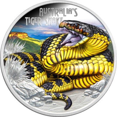 Australisk tigerorm - 1 Oz Silver Proof samlarmynt