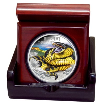 Australisk tigerorm - 1 Oz Silver Proof samlarmynt