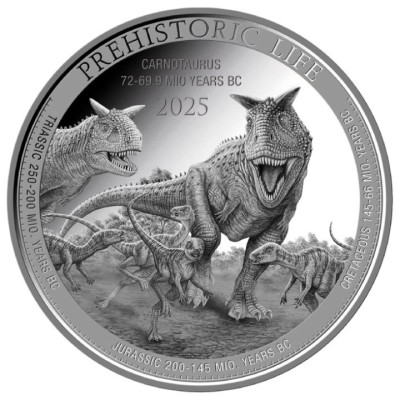 Carnotaurus (förhistoriskt liv) 2025 - 1 Oz - Silverinvesteringsmynt