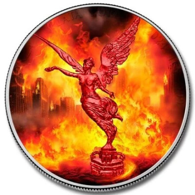 Mexiko Libertad - Naturkrafter - Eld - 1 Oz - Silver Samlarmynt
