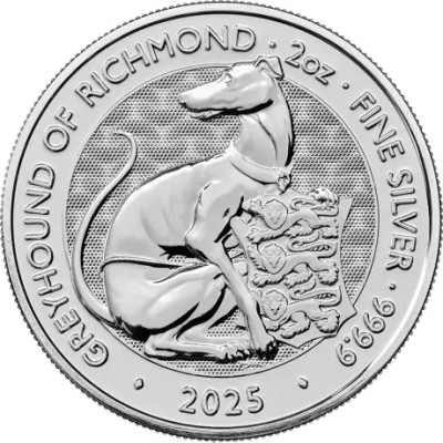 Tudor Beasts Greyhound av Richmond - 2 Oz - Silverinvesteringsmynt