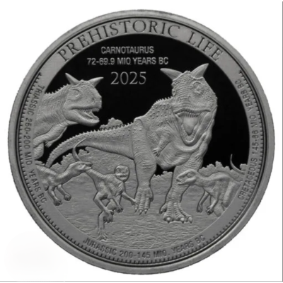 Carnotaurus (Prehistoric Life) 2025 - 1 Oz - Silver Investment Coin