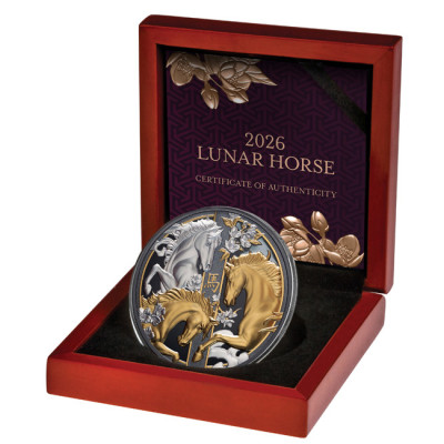 Trippel Lunar Horse (2026) -5 Oz silver proof samlarmynt