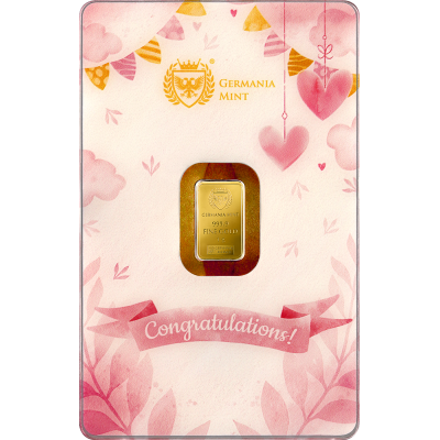 Germania Mint - Birth of a Child (Girl) - 1g - golden gift ingot