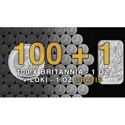 100+1 - 100 Britannia (2026) - 1 Oz - silver investment coin + LOKI 1 Oz - silver ingot
